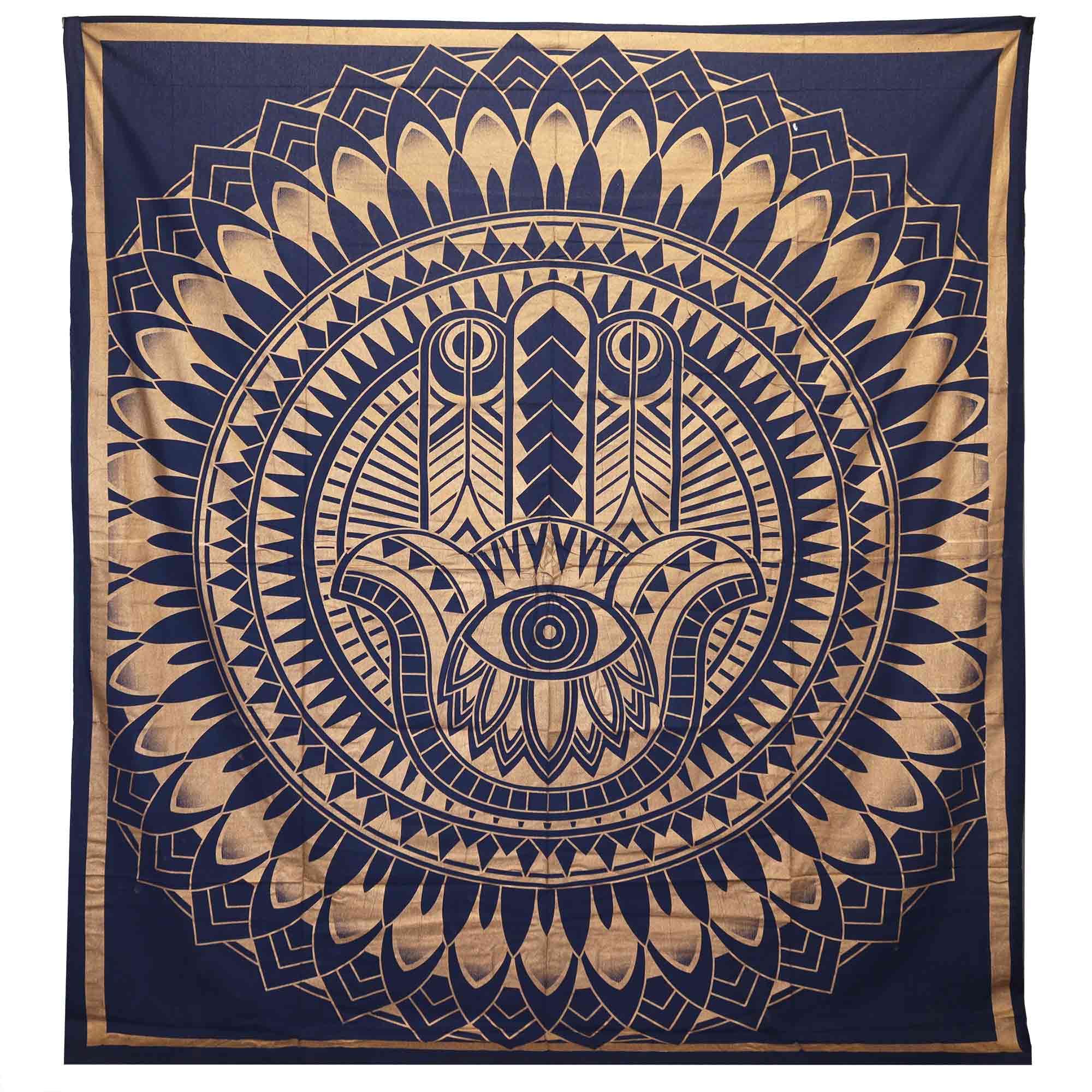Wall Hanging Elephant Hamsa Blue Gold